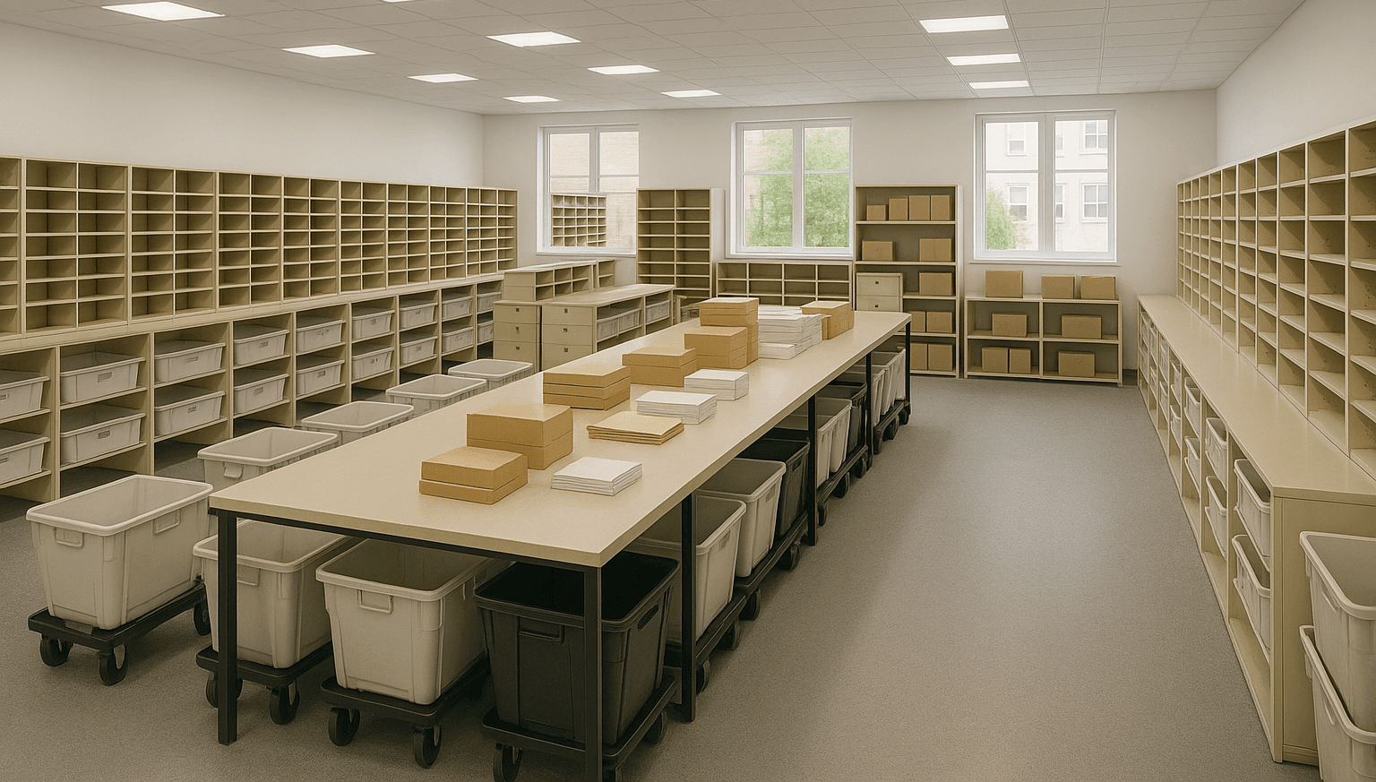 Mail room in registered agent office