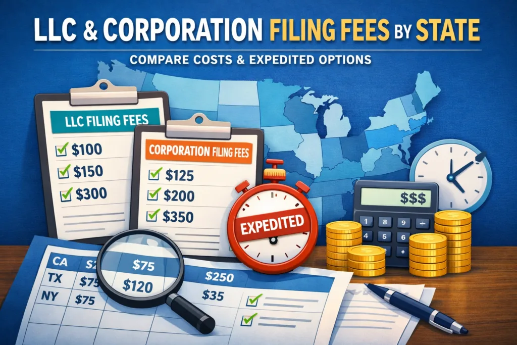 LLC, Corp, and Nonprofit Filing Fees (50 States)